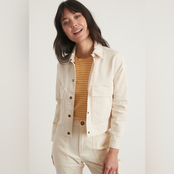 Marine Layer Jackets & Blazers - Marine Layer Ash Cropped Denim Jacket in Natural Size large